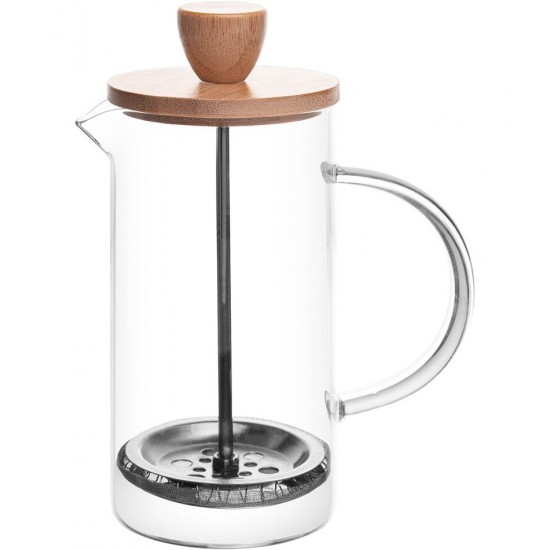 Cafeteira Prensa Francesa 400ml De Vidro Borossilicato E Tampa De Bambu